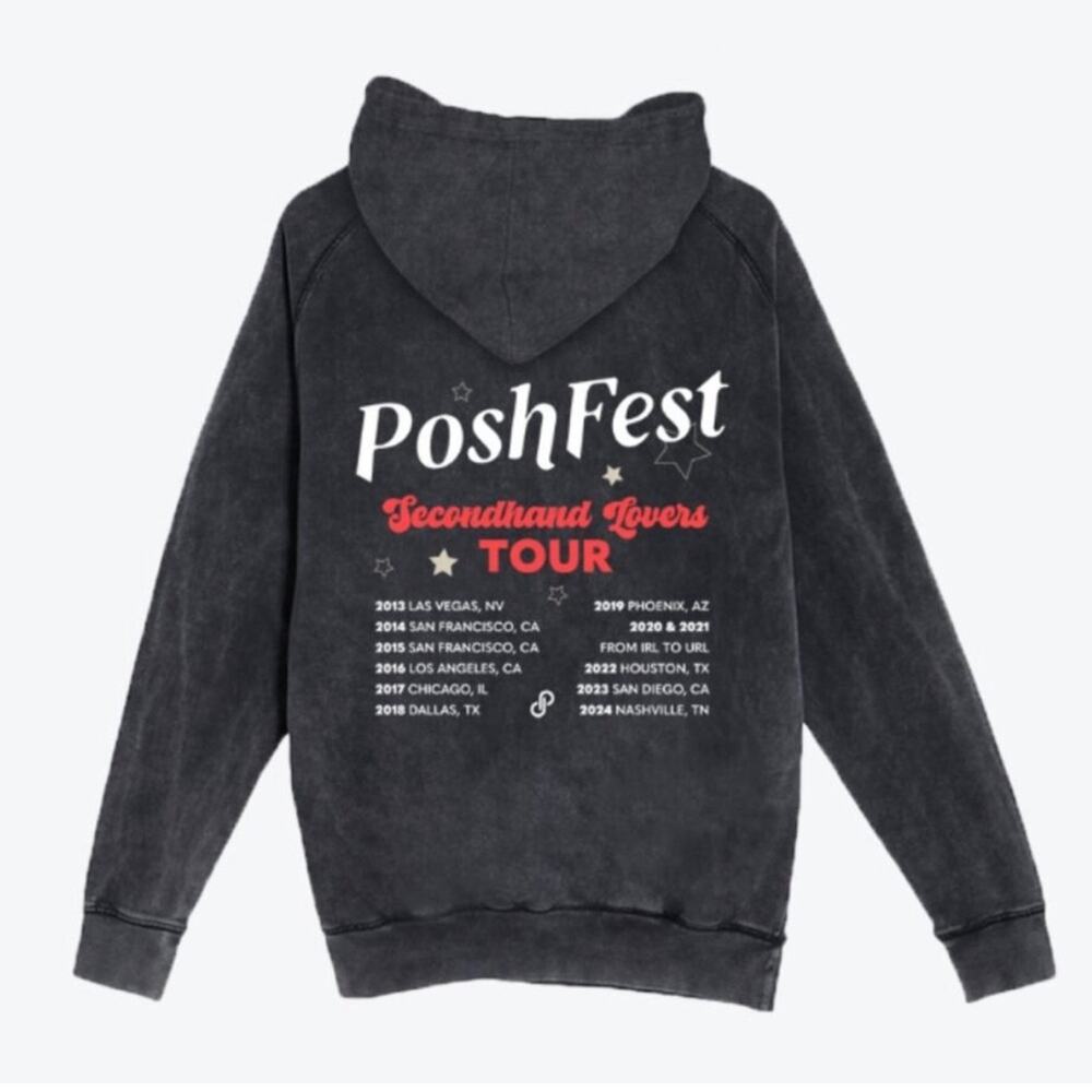 Official Poshmark PoshFest Merchandise Charcoal Vintage wash Hoodie Sweater L
